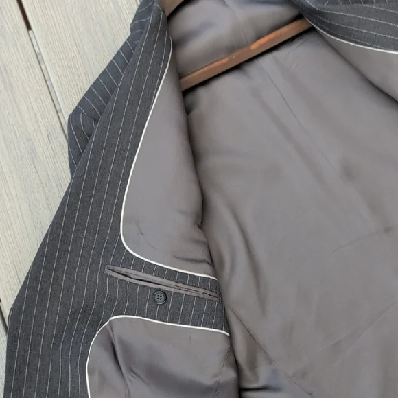 Men's Pinstripe Blazer - Black - Picture 5 of 12